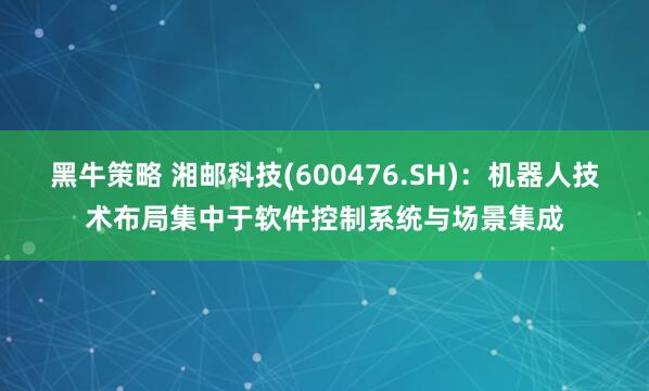 黑牛策略 湘邮科技(600476.SH)：机器人技术布局集中于软件控制系统与场景集成